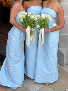 Strapless Light Blue Bridesmaid Dress - Elegant Wedding Gown